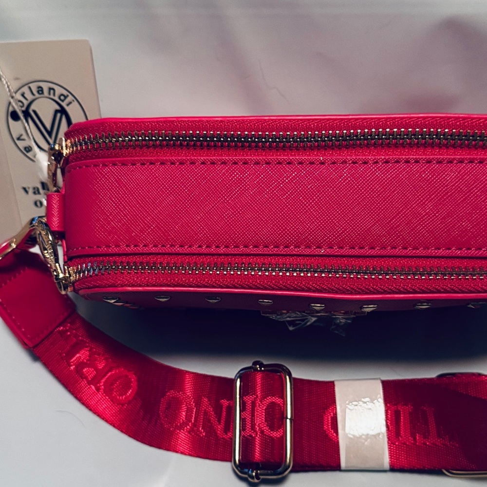 Valentino Orlandi Pink Studded V-Emblem Crossbody Bag - Picture 5 of 6